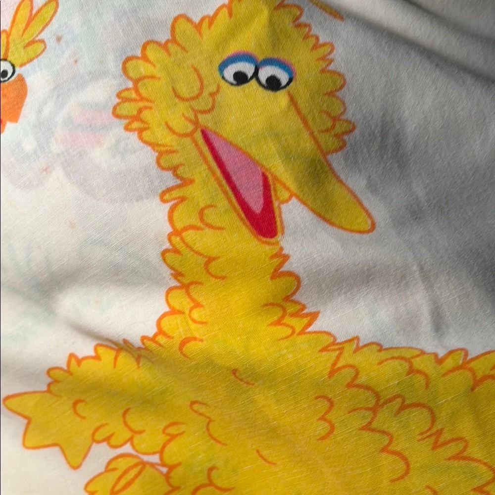 Vintage Sesame Street bottom sheet. Bad elastic. Great quilt‎ fabric 40 x 86 100